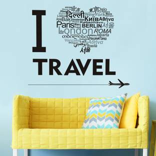 Flipkart SmartBuy 130 cm Wall Stickers Famous City Names Heart Graffiti Travel Decor For Living Room Self Adhesive Sticker