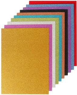 ABAJ Glitter Paper for Art and Craft, 250 gsm Paperboard, 10 Assorted Colors