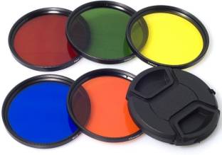 BOOSTY 55mm Color Filter Set Lens Accessory Filter Kit Blue Yellow Orange Red Green + Lens Cap + 6 slot Case For Nikon D5600, D3400 DSLR Camera With 18-55mm f/3.5-5.6G VR AF-P DX And 70-300mm f/4.5-6.3G ED AND SONY ALPHA CAMERA 18-55MM LENS Color Effect Filter