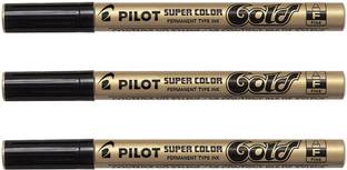 PILOT 019730 Permanent Marker (Gold - Extra Fine - Pack of 3)