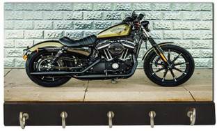 वेंटेक्नो Bike theme KeyHolder with UV Coating 10x6 inches, Home décor_ Long lasting impression. लकड़ी की होल्डर