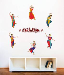 rawpockets 15 cm Bharatha Natiyam Wall Sticker Self Adhesive Sticker