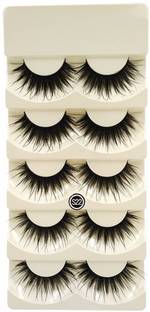 SBE 5Pairs Long Black False Eyelashes Makeup Faux Non Magnet Extension Eyelashes
