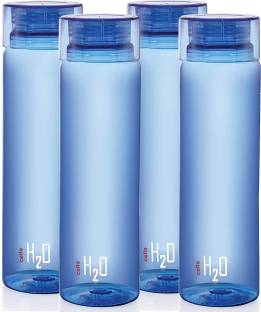 cello present H2O PET 1000 ml BPA free, Leak Proof, Break proof, Crystal clear, 100% food grade, Hygenic, Freezer safe water bottel in set of 4 pcs Blue color 1000 ml Bottle