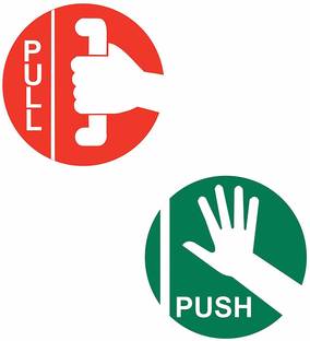 Asmi Collections 13 cm Self Adhesive Push and Pull Sign Removable Sticker