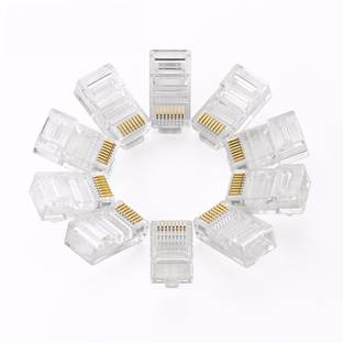 BALRAMA 100pcs RJ45 Connectors Modular 8 Pin Network Cable Plugs RJ-45 Adapter for Cat5 Cat5e Cat6 Rj 45 Ethernet Cable Plugs Heads Manual Crimper