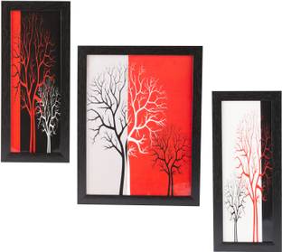 Indianara 3 PC SET OF MODERN ART PAINTINGS WITHOUT GLASS 5.4 X 12.7, 9.9 X 12.7, 5.4 X 12.7 INCH Digital Reprint 13 inch x 10 inch Painting
