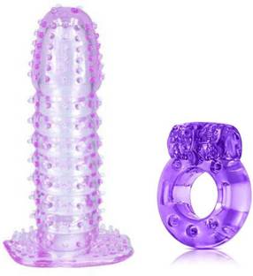 Airomart Silicon Made Extra Dotted Crystal Condom with Ring Vibrator Condom