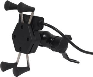 A R mobile holder with charger waterproof | x grip accessory for GPS navigation | 360 degrees rotatable | Anti-Theft docking system | Strong and quality grip Bike Mobile Holder