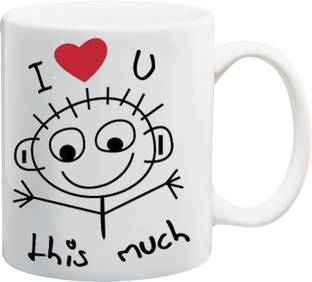 ME&YOU Gifts On Anniversary Valentine's Day For Husband Wife Boyfriend Lover Girlfriend (IZ17-VK-MU-0760) I Love You This Much Printed Ceramic Coffee Mug