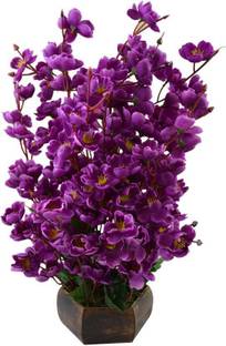 KAYKON Beautiful Artificial Purple Flower Pot - 16 inch/40cm Super Quality Purple Orchids Artificial Flower  with Pot