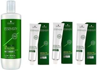Schwarzkopf Essensity Ammonia Free 3-0 Dark Brown 60 mL(3 tube) + Essensity Oil Developer 1000 mL