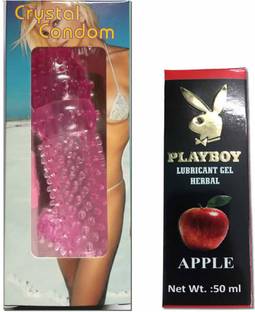 FStyler Crystal Condom with PlayBoy Apple Flavoured Lubricant for Extra Fun & Long Time Condom