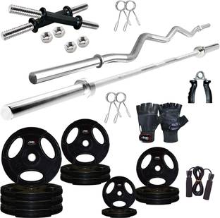 KRX 80 kg Professional Combo 2-WB with Metal Integrated Rubber Plates Home Gym Combo