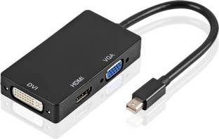 microware DVI Cable 0.01 m Mini Display Port Thunderbolt 2 to HDMI/DVI/VGA Male to Female Adapter Converter