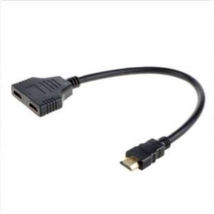 microware HDMI Cable 0.3 m 30 cm 2Port HDMI Splitter 1x2 Convertrer Male to Female 1 in 2 Out Video