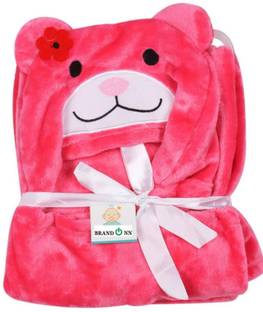 BRANDONN Embroidered Single Hooded Baby Blanket for  Mild Winter