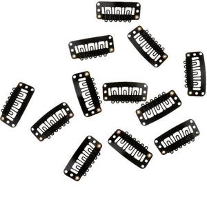 Osking Hair Extension U Shape Snap Clips for Weft Wigs Black (Pack of 12) Hair Clip (Black) Tic Tac Clip