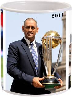 MUGKIN MS Dhoni - World Cup, T-20 World Cup and Champions Trophy. Ceramic Coffee Mug