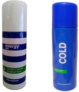 UCB Energy Man United Colors Of Benetton Spray Deodorant, 150ml + United Colors Of Benetton Cold Deodorant Body Spray, 150ml Deodorant Spray  -  For Men & Women