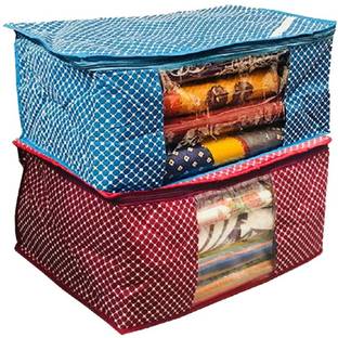 KUBER INDUSTRIES Designer Cotton Quilted Saree Cover Combo Set of 2 Pcs CottonSCSqlt008