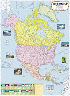 North America Map Paper Print