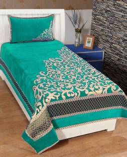 Byloom 220 TC Velvet Single Motifs Flat Bedsheet