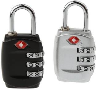 DOCOSS PACK OF 2-TSA Approved 3 Digit USA luggage Bag Number Resettable Combination Padlock For Travelling International Safety Lock