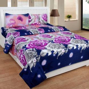 STATUS Microfiber Double Flat 140 TC Floral Bedsheet