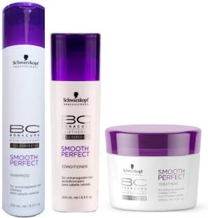 Schwarzkopf BC Bonacure Smooth Perfect Shampoo (250ml) + Conditioner (200ml) + Hair Mask (200ml) (Pack of 3)