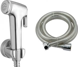 QTM CONTY HEALTH FAUCET JET SPRAY BATHROOM TOILET SPRAY ABS CHROME SILVER WITH PVC HOSE PIPE & HOOK Health  Faucet