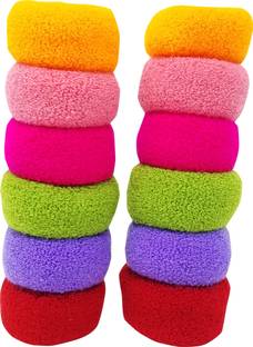 Evolution Small Thick Rubberbands Cottonwool, Extra Soft Bun,Ponytail Holders MultiColored Pair Pack of 12 Rubber Band