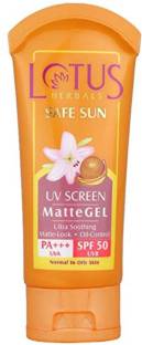 LOTUS HERBALS Sunscreen - SPF 50 PA+++ SAFE SUN UV SCREEN MATTE GEL SPF 50 PA+++