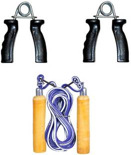 Woody PRO Wooden Exercise Skipping Rope &1 PAIR PVC HAND GRIP COMBO Home Gym Freestyle Skipping Rope