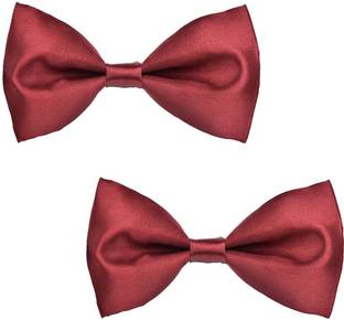 Qtsy Maroon Bow Solid Men Tie