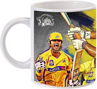 MUGKIN Chennai super kings ( Csk ) - Ms Dhoni, Suresh Raina and Dwayne Bravo Ceramic Coffee Mug