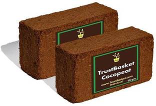 TrustBasket Coco Peat Block (Set Of Two 650grm Blocks)-Expands To 16 Liters Of Powder Manure