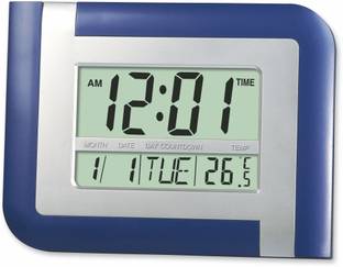 Tuelip Digital Jumbo Liquid Crystal Display 5887NL Alarm Clock For Table-Wall Blue Clock