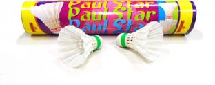Paul Star High Quality 10 pc White Feather Shuttlecocks Birdies - Ideal for Badminton Training Feather Shuttle  - White
