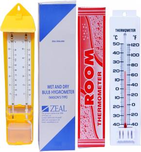 BALRAMA Combo Analogue Hygrometer + Thermometer Wet & Dry Zeal Bulb Hygrometer Humidity Moisture Measurer with Room Thermometer Temperature Gauge Meter Tester All-in-One Analog Moisture Measurer