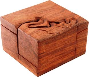 Purpledip Wooden Puzzle Box 'Cutie Cat': Handmade Mystery Keepsake Magic Game Gift (11234)
