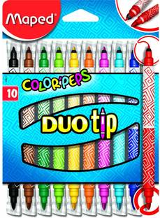 Maped Color'Peps - Duo Tip Felt Tip Fine & Large Point 10 Pens Felt Tip Nib Sketch Pen