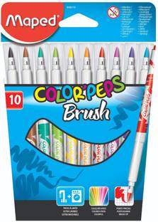 Maped Color'Peps Brush Tip Pens 10 Shades Set - calligraphy Brush Tip Nib Sketch Pen