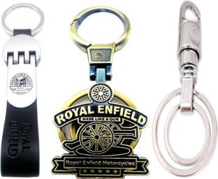 MGP FASHION royal enfield black leather green metal and key hook combo gift party car bike boy and girl key chain Locking Key Chain