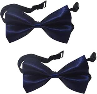 Qtsy Navy blue Bow Solid Men Tie