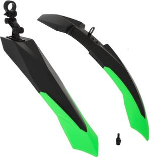 Dark Horse Bicycle Dual Tone Front & Rear Mudguard, Black-Green Clip-on Front & Rear Fender