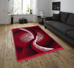 Zesture Maroon, Black Chenille Carpet