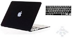 Midkart Smooth Matte Jet Black for MacBook Air 13" 13.3 Inches Model A1369 / A1466 With Logo Cut, Silicon Keyboard & Dust Plugs Hard Shell Rubberized Finish Case Cover Combo Set