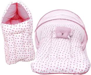 Fareto Baby Mattress with Mosquito Net/Sleeping Bed & Sleeping Bag/Carry Bag Combo 0-6 Months (0-6 months, Blue) Sleeping Bag