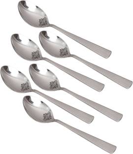 IndianArtVilla Steel Hammer Baby Spoon - 6.2" inch, Set of 6 Stainless Steel Table Spoon Set